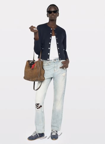 Cardigan boutonné uni en coton bio ZADIG&VOLTAIRE Bleu